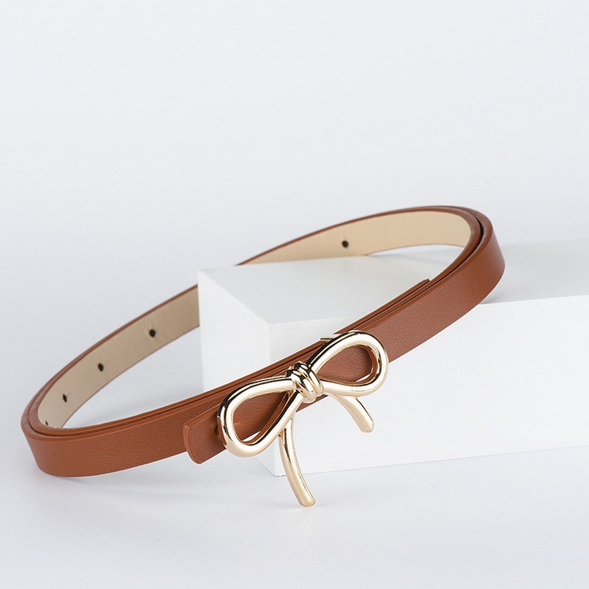 Chestnut Brown Skinny Bow Belt