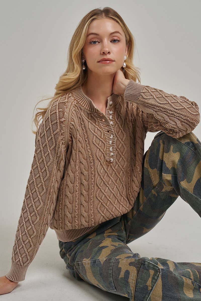 Mineral Washed Cable Knit