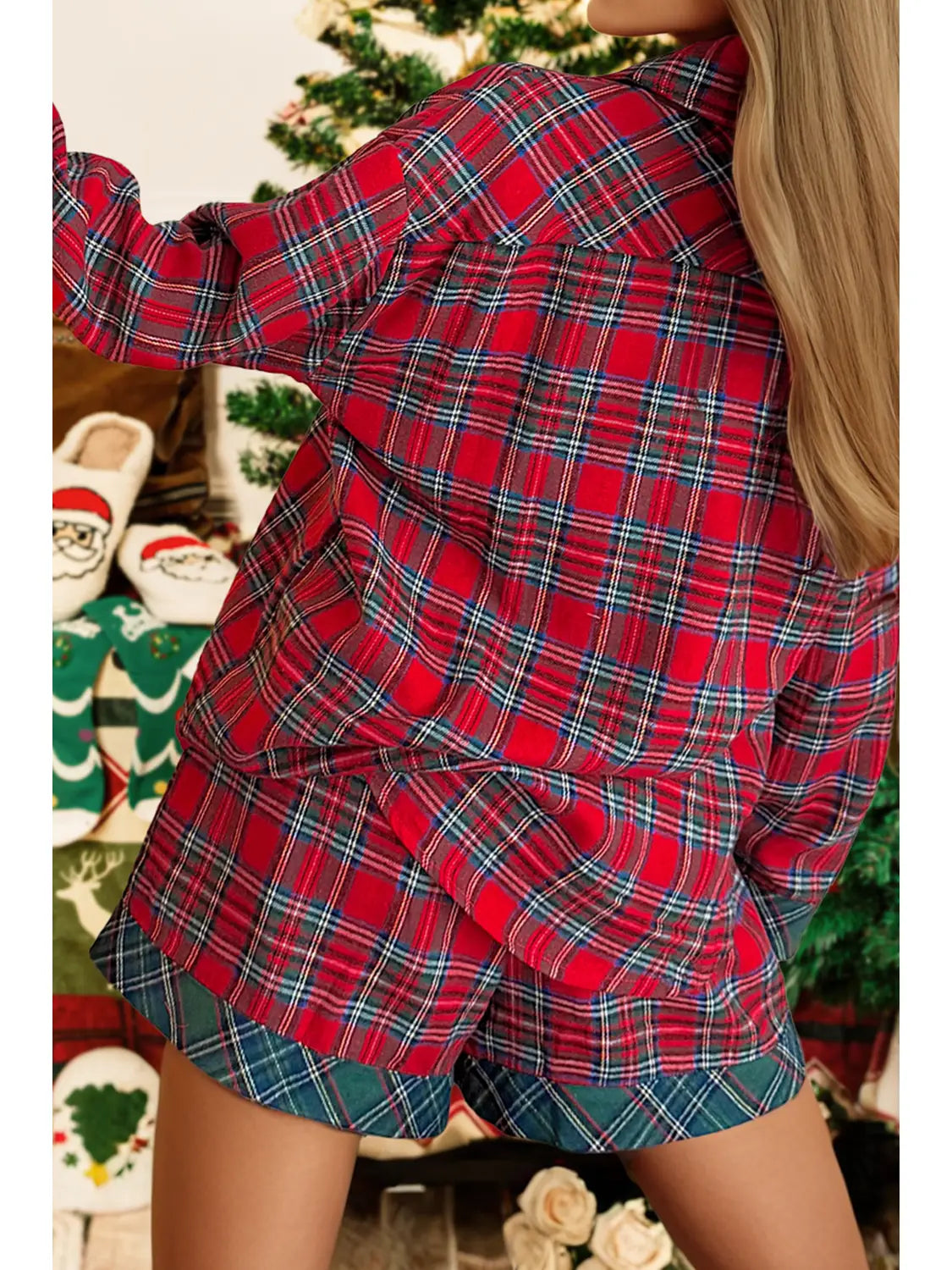 Plaid Christmas Short PJ Set