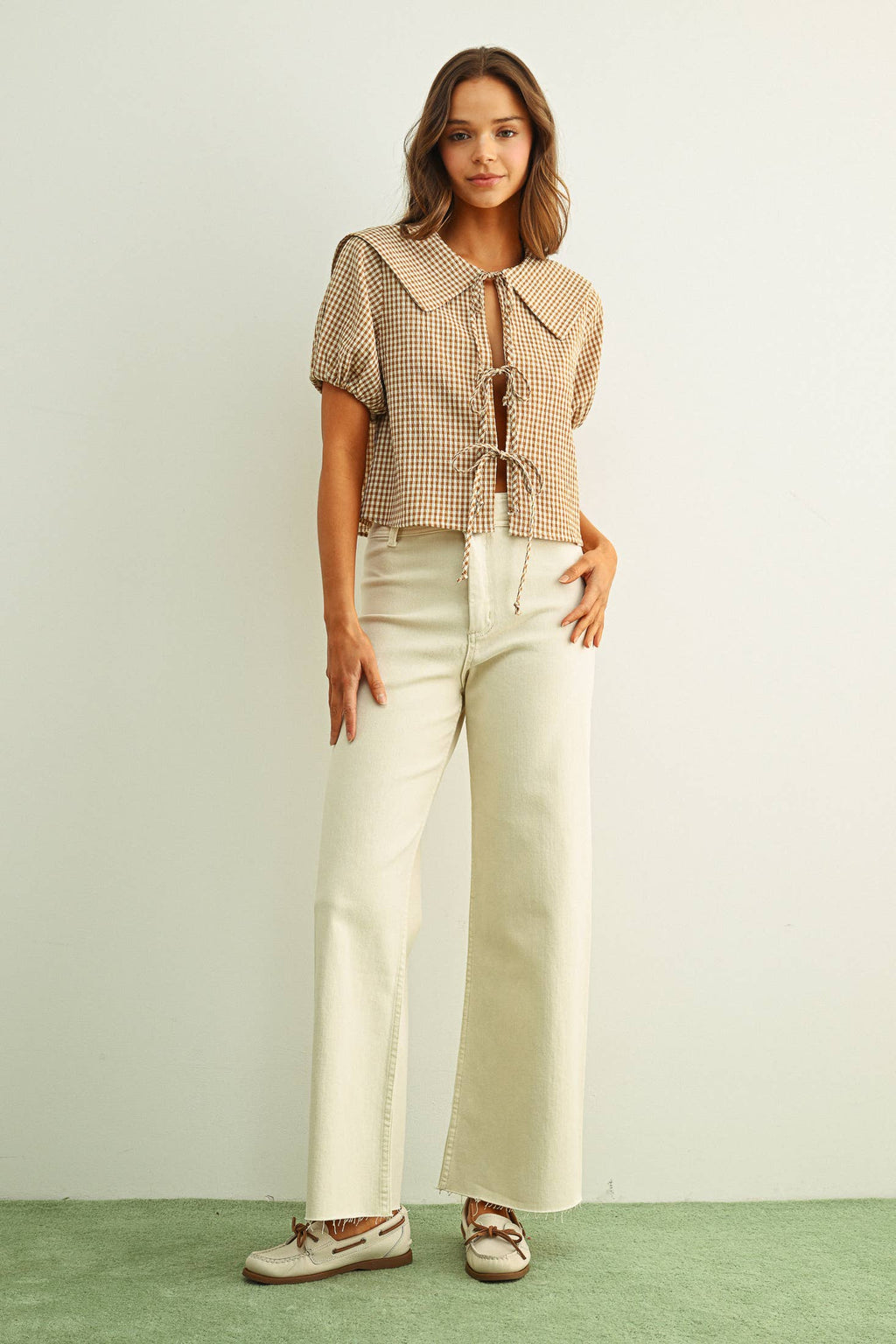 Gingham Tie-Front Top