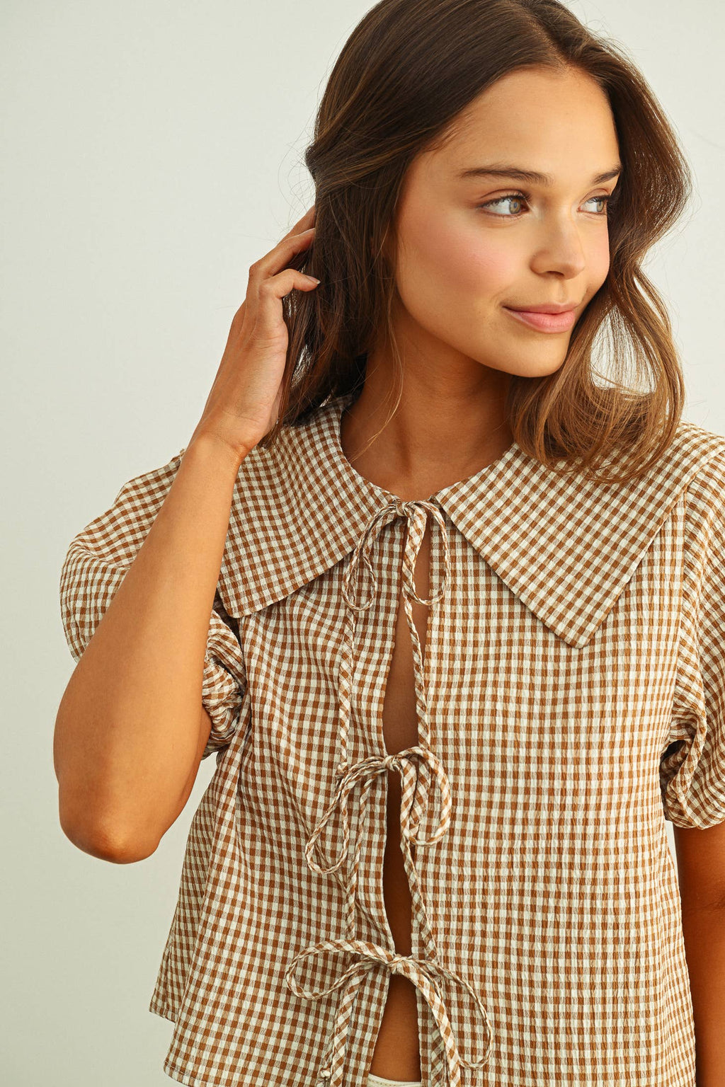 Gingham Tie-Front Top