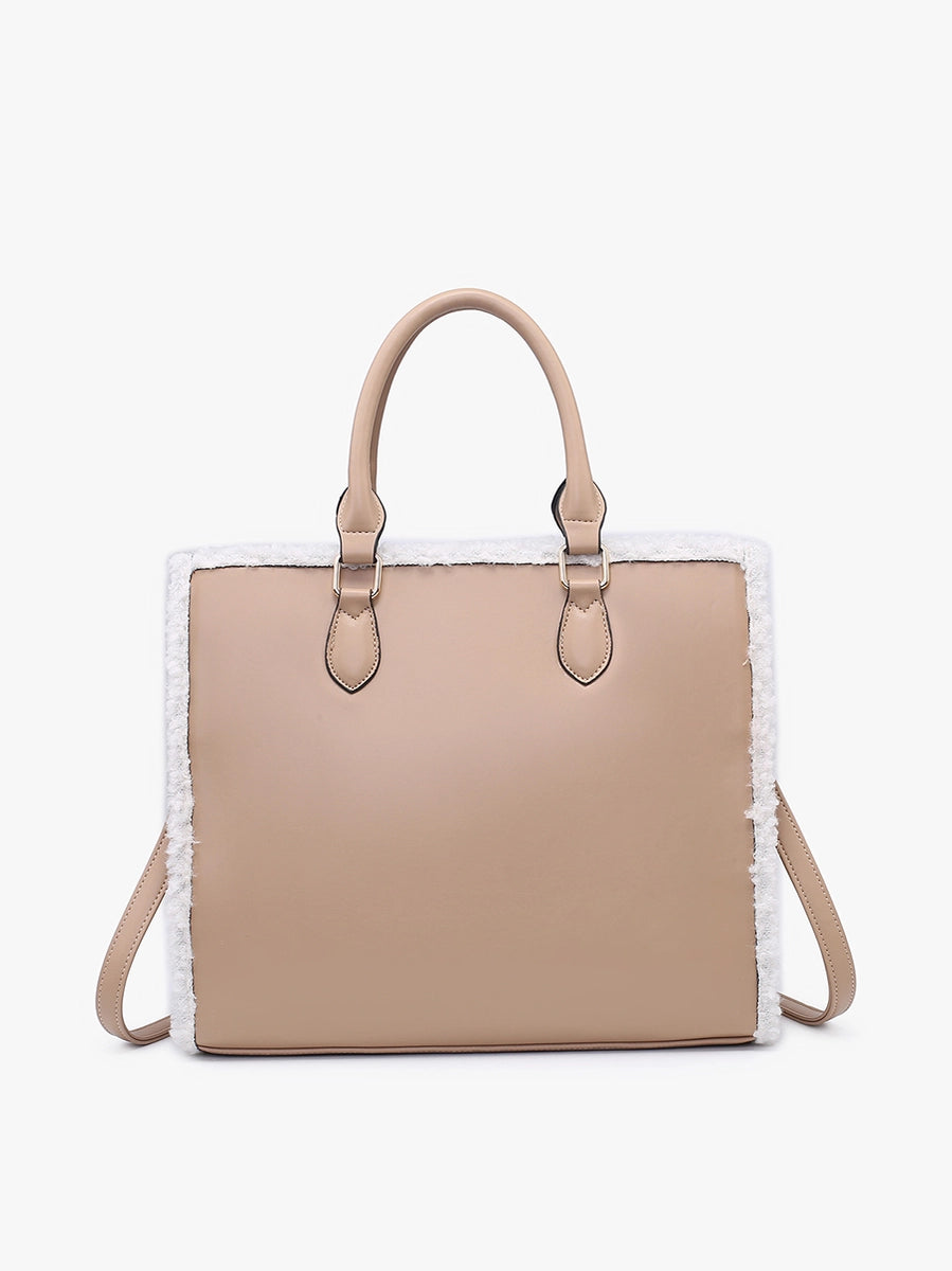 Tan Bevin Sherpa Trim Tote