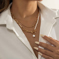 IMITATION PEARL BUCKLE TASSEL NECKLACE