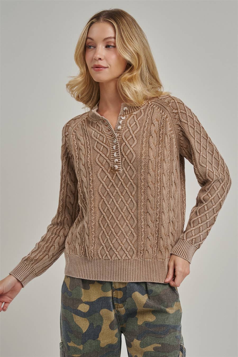 Mineral Washed Cable Knit