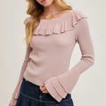 Blush Ruffle Trim Blouse