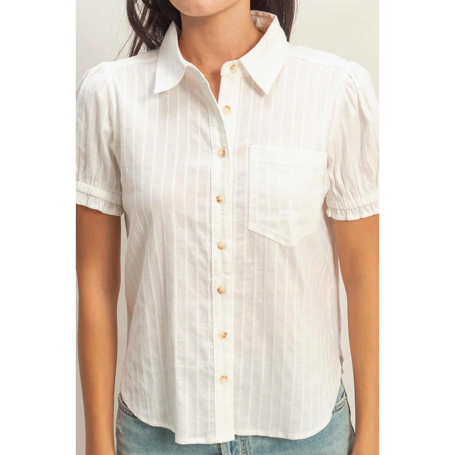 Button up Puff Sleeve