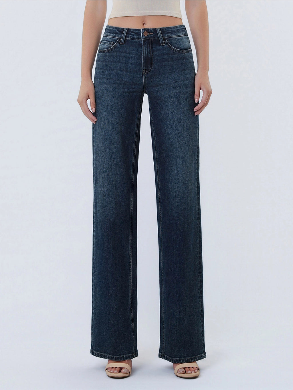 Mid Rise Wide Leg