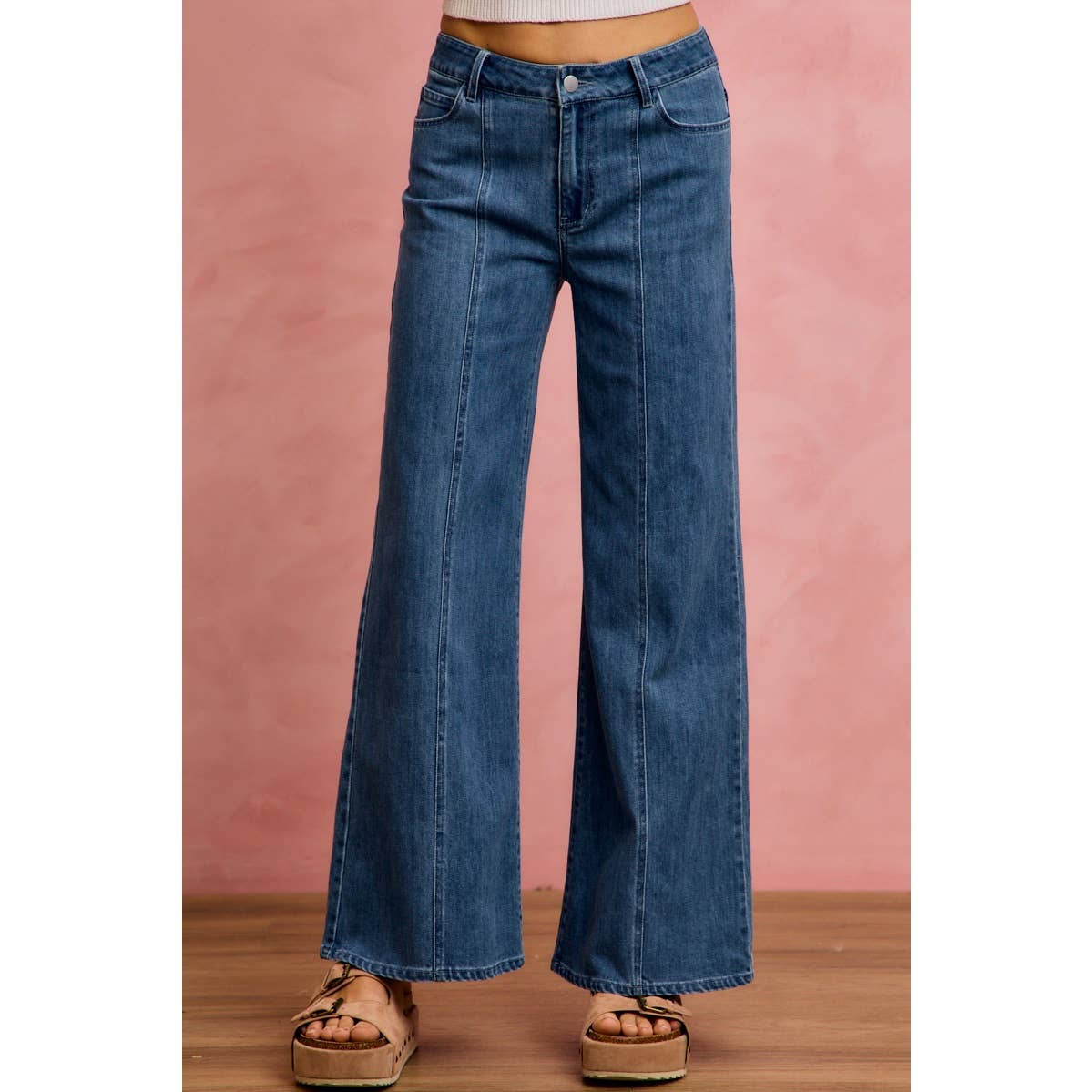 Seam Detail Stretch Mid Rise
