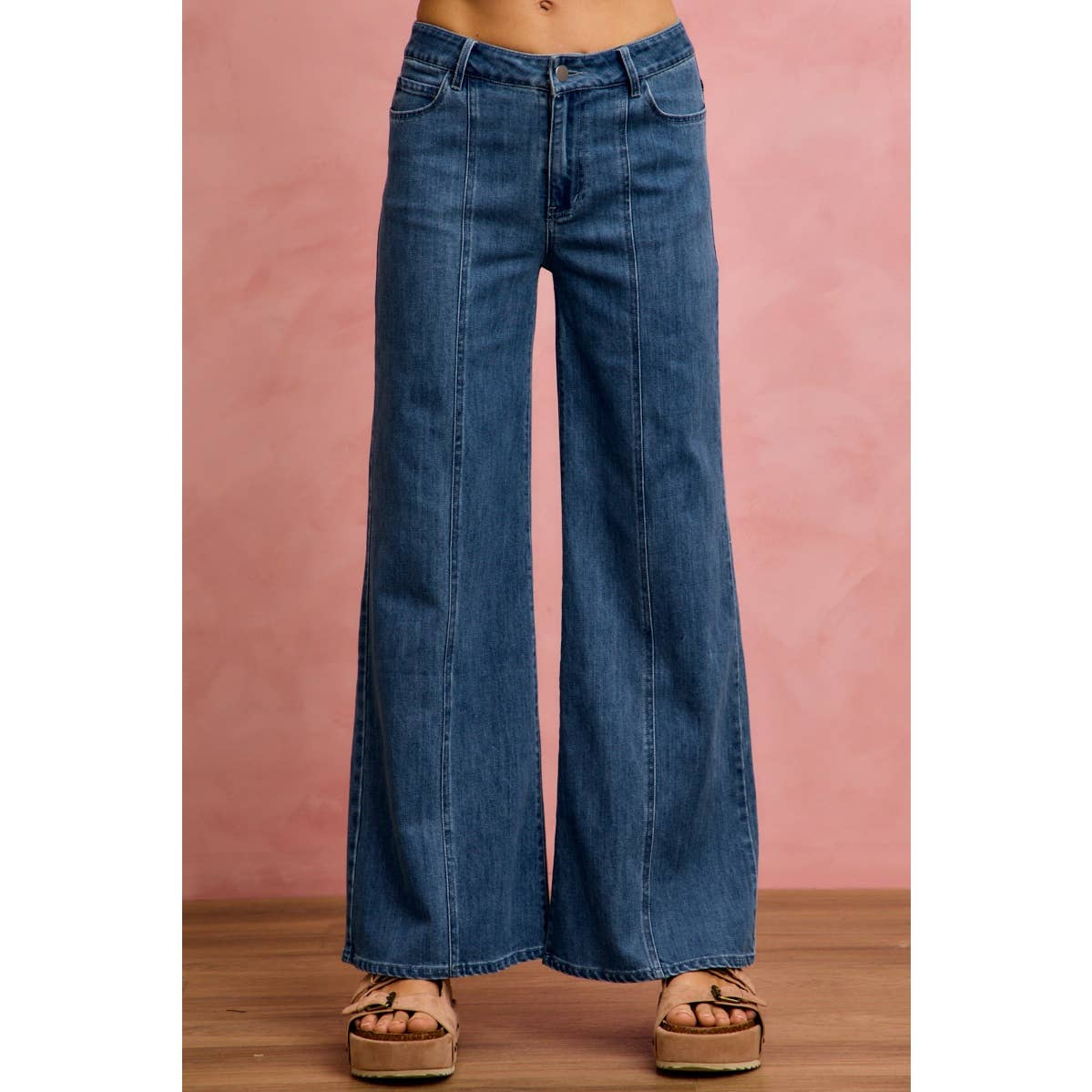 Seam Detail Stretch Mid Rise