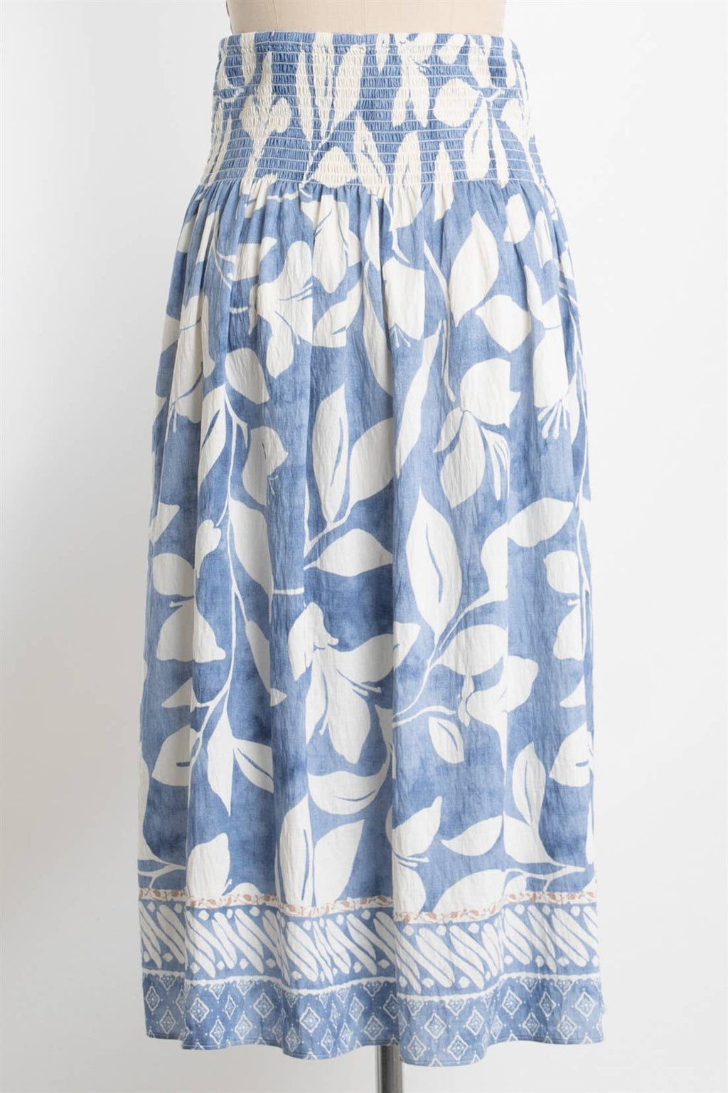 BLUE WILLOW SMOCKED SKIRT