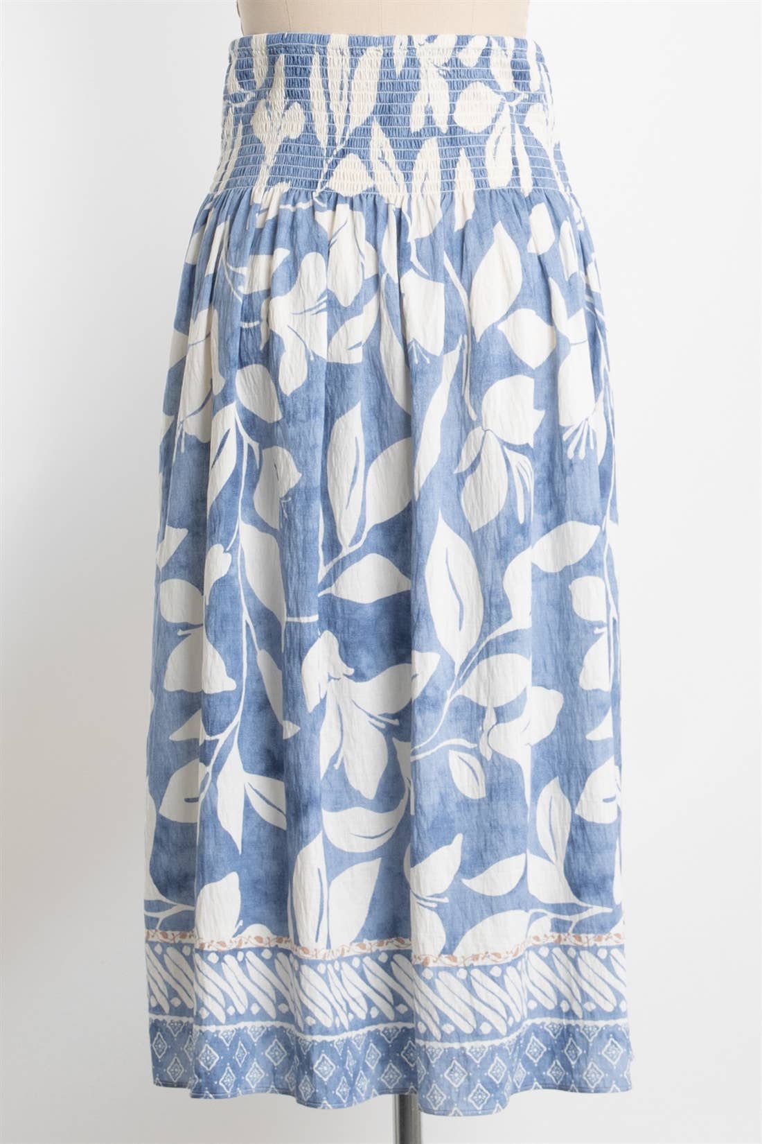 BLUE WILLOW SMOCKED SKIRT