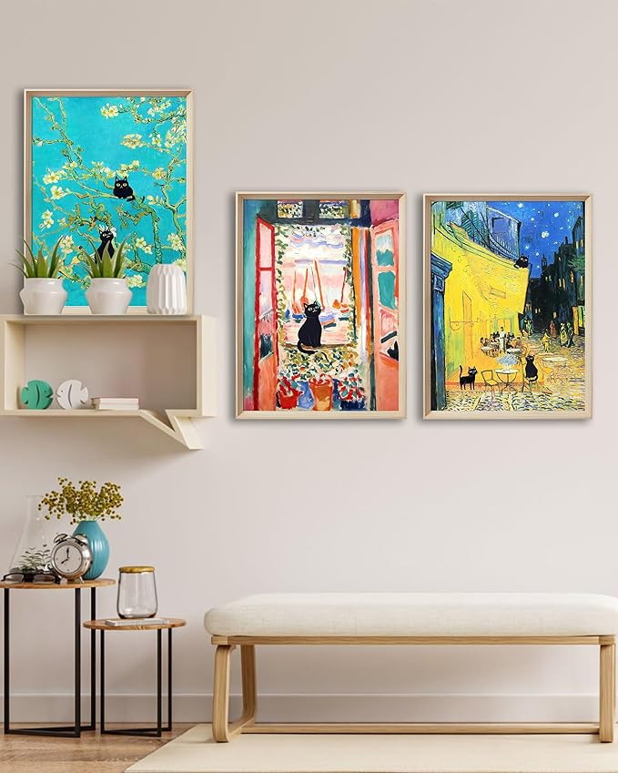 Black Cats Wood-Framed Wall Art.