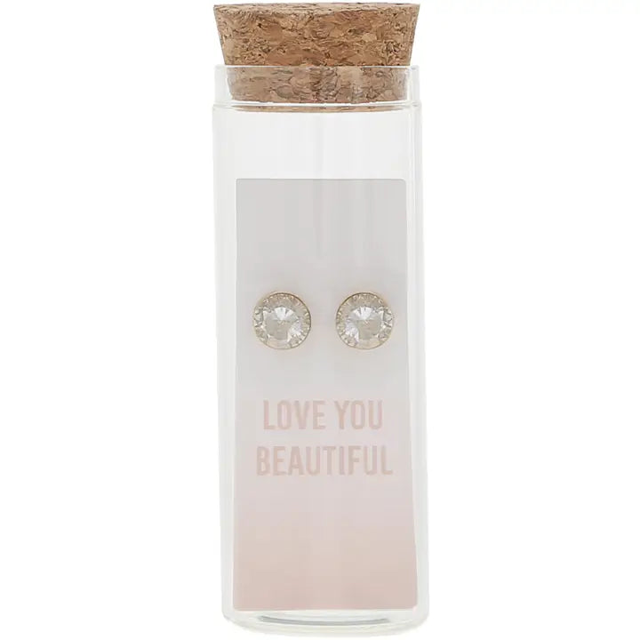 Love You Beautiful - 14K Gold Plated Earring in A Bottle
