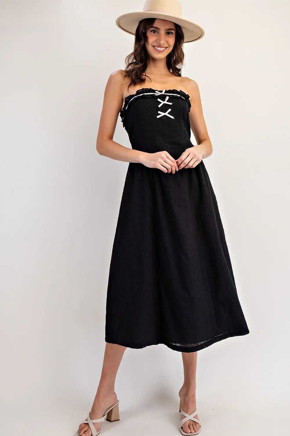 Ruffle Strapless A-Line Maxi Dress