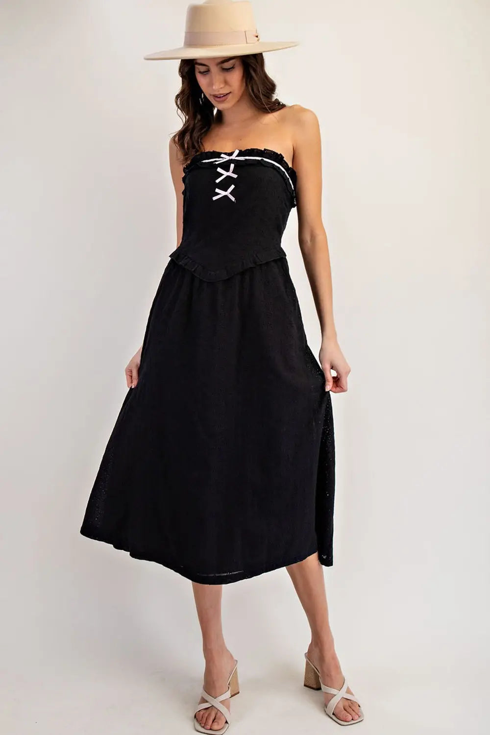 Ruffle Strapless A-Line Maxi Dress