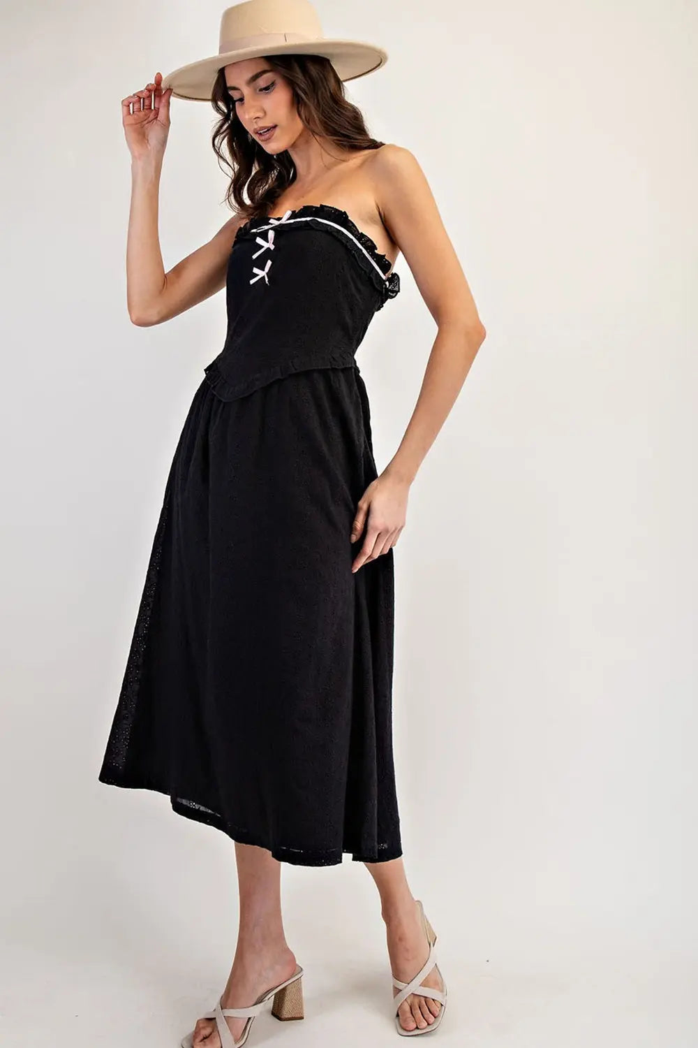 Ruffle Strapless A-Line Maxi Dress