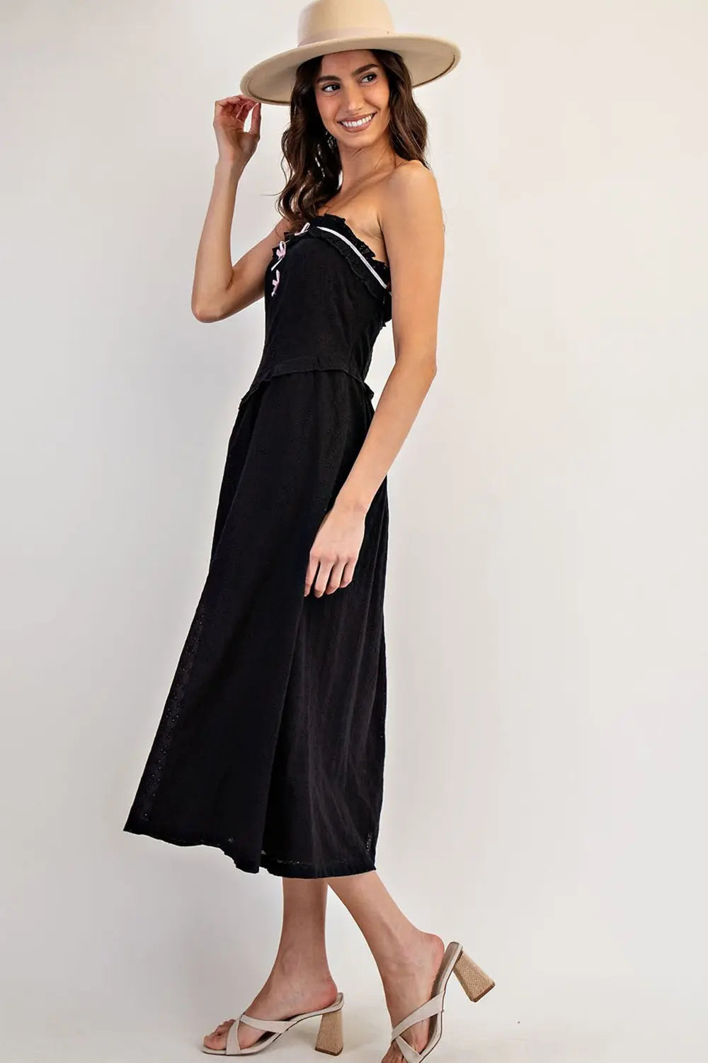 Ruffle Strapless A-Line Maxi Dress