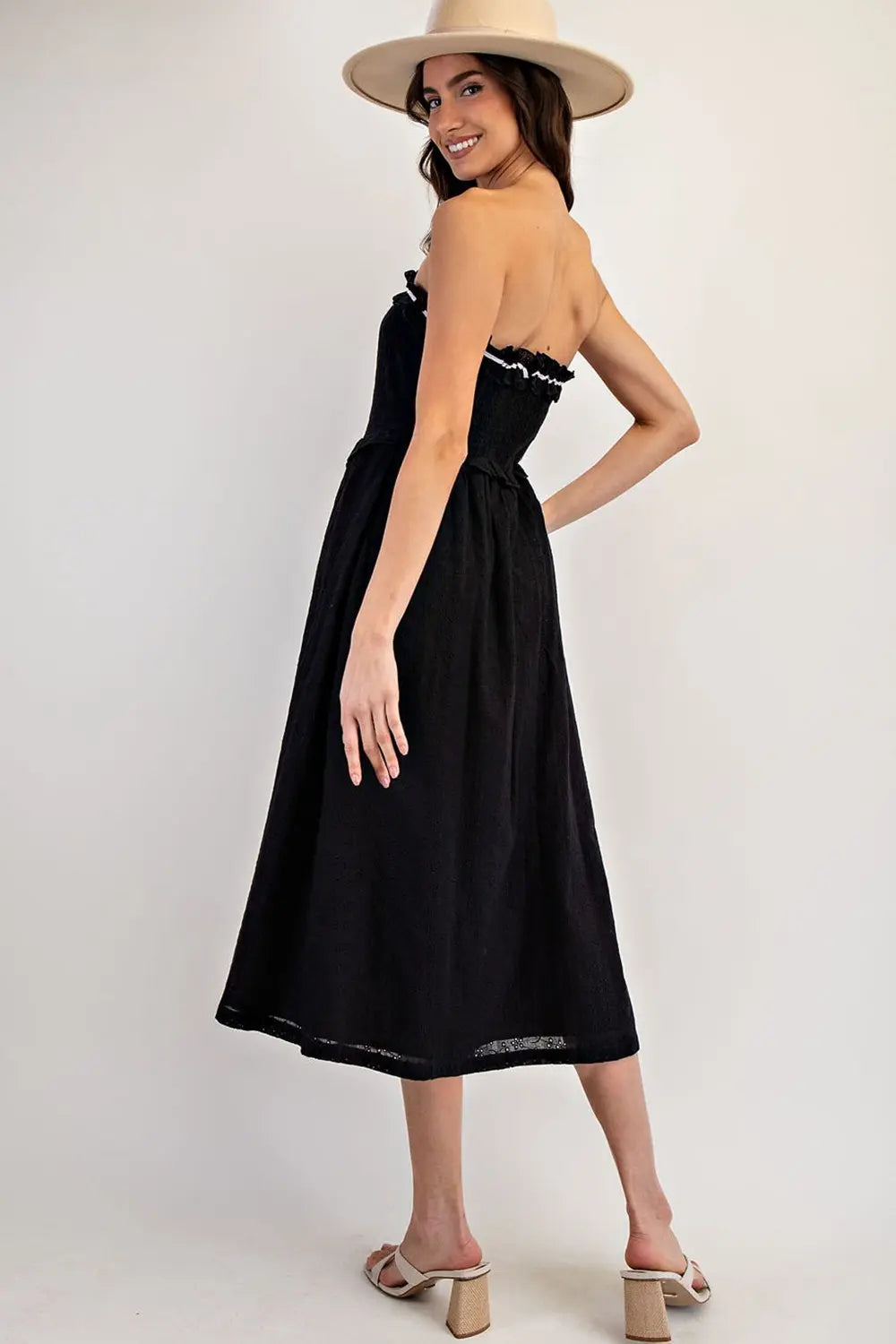 Ruffle Strapless A-Line Maxi Dress
