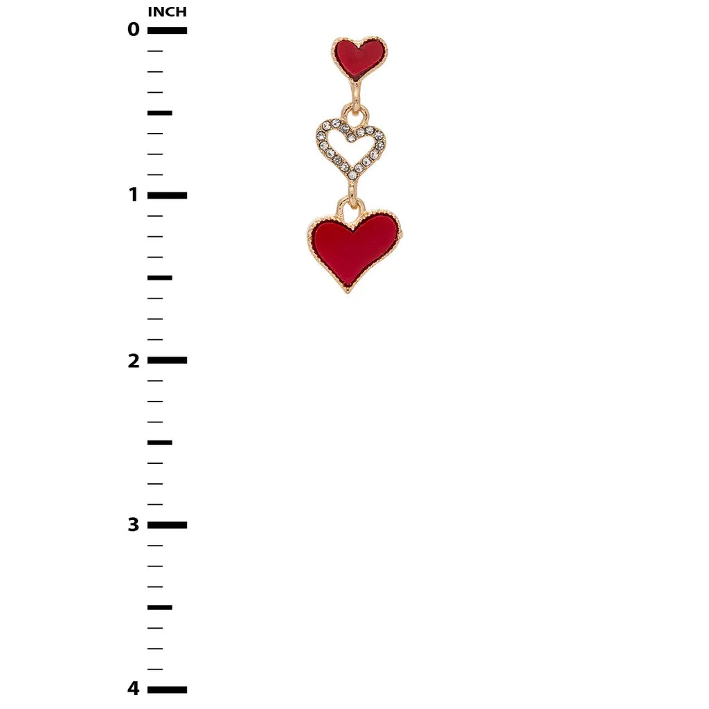 Triple Heart Drop Earrings