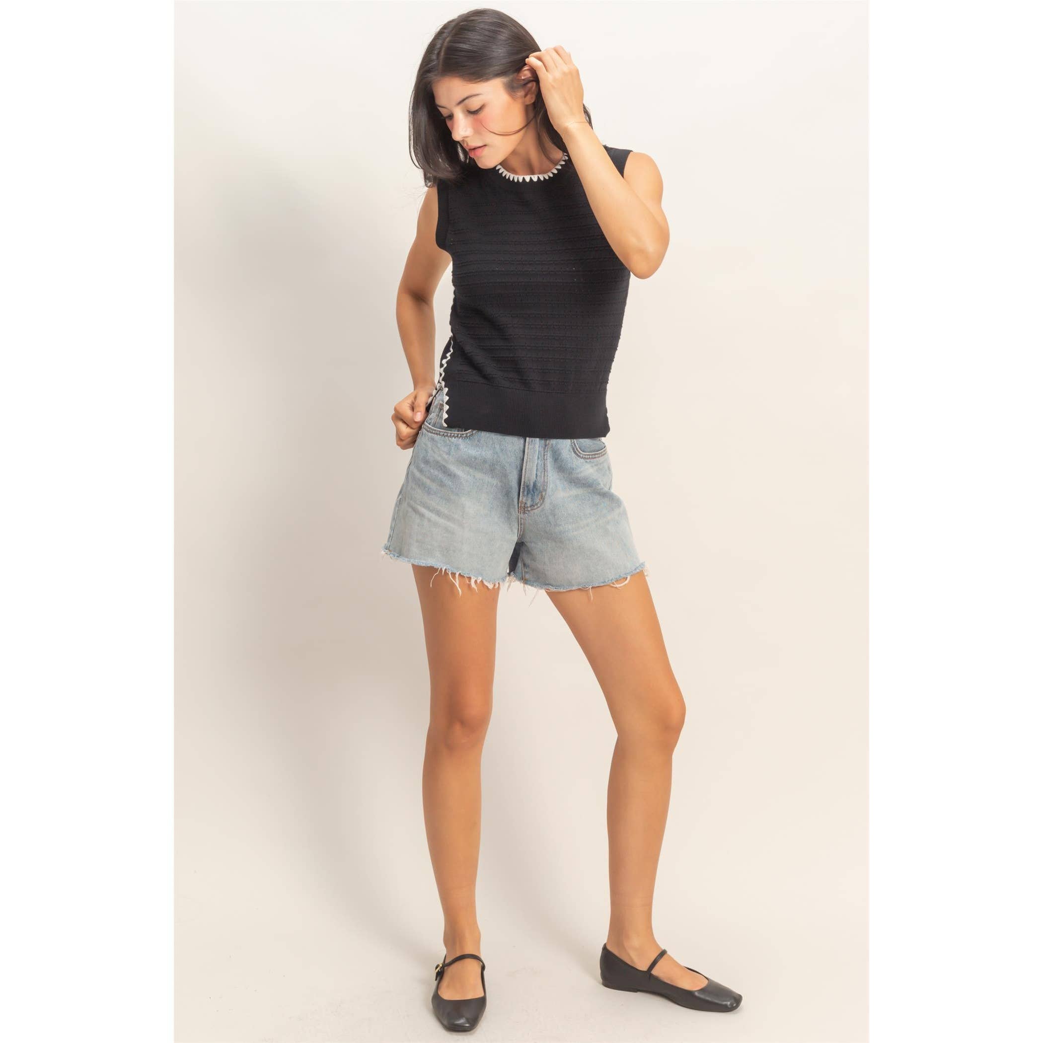 Eyelet Sleeveless Top