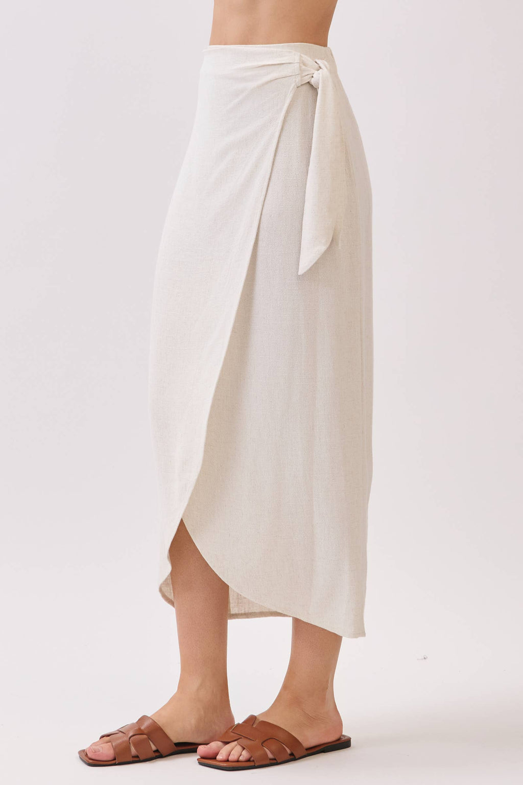 SIDE TIE WRAP MIDI SKIRT