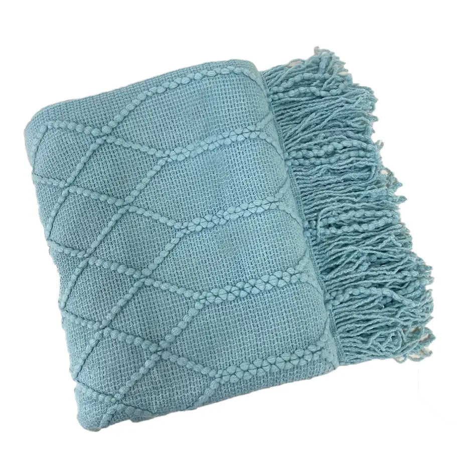 Rhombus Diamond Knit 50x60 Inch Throw Blanket