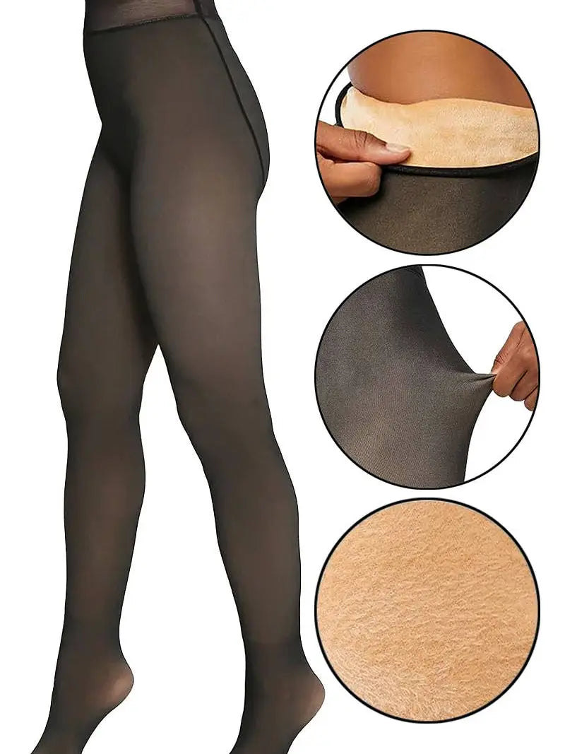 Sheer Lined Pantyhose Tights O/S