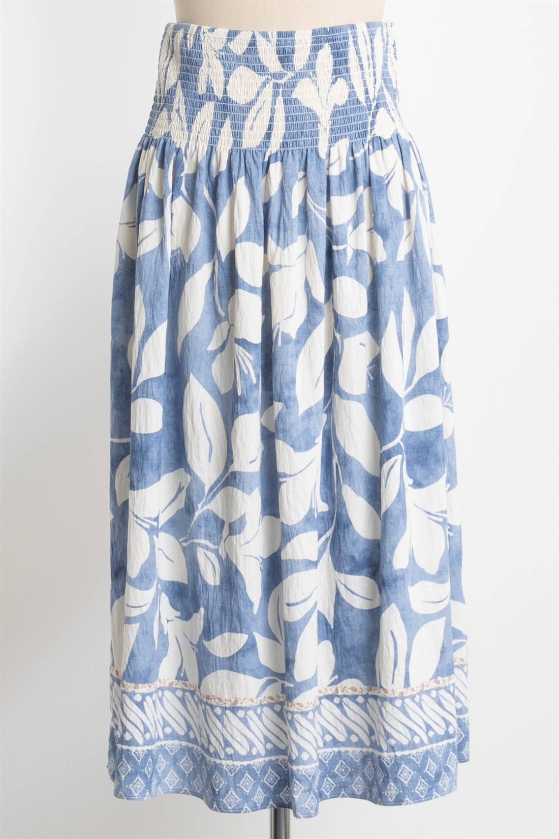 BLUE WILLOW SMOCKED SKIRT