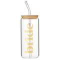 Gold Foil Iced Coffee Glass Tumbler – 20 oz with Bamboo Lid & Glass Straw