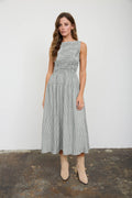 Smocked Gingham Midi Dress