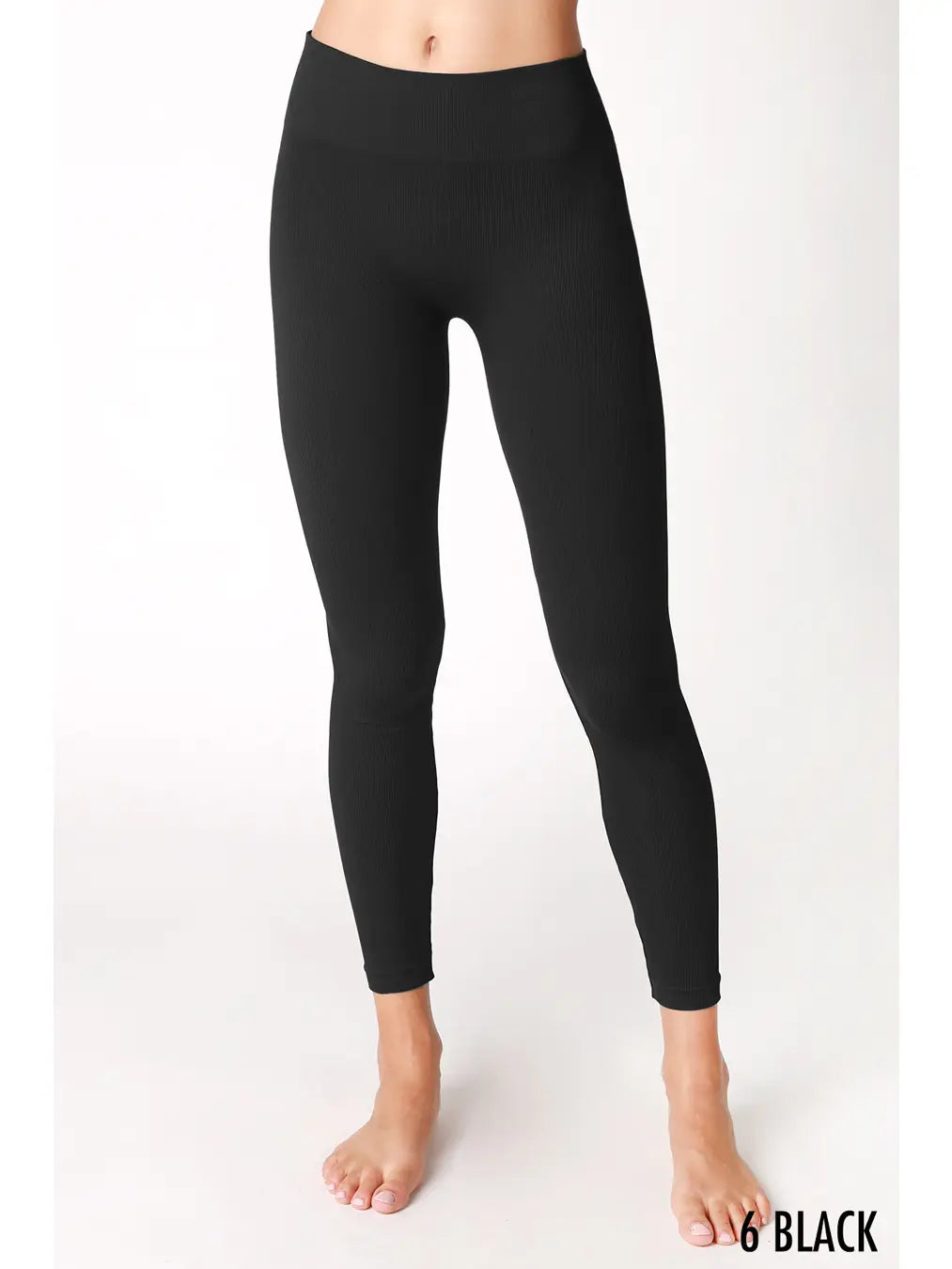 Ribbed High Waist Legging -Black