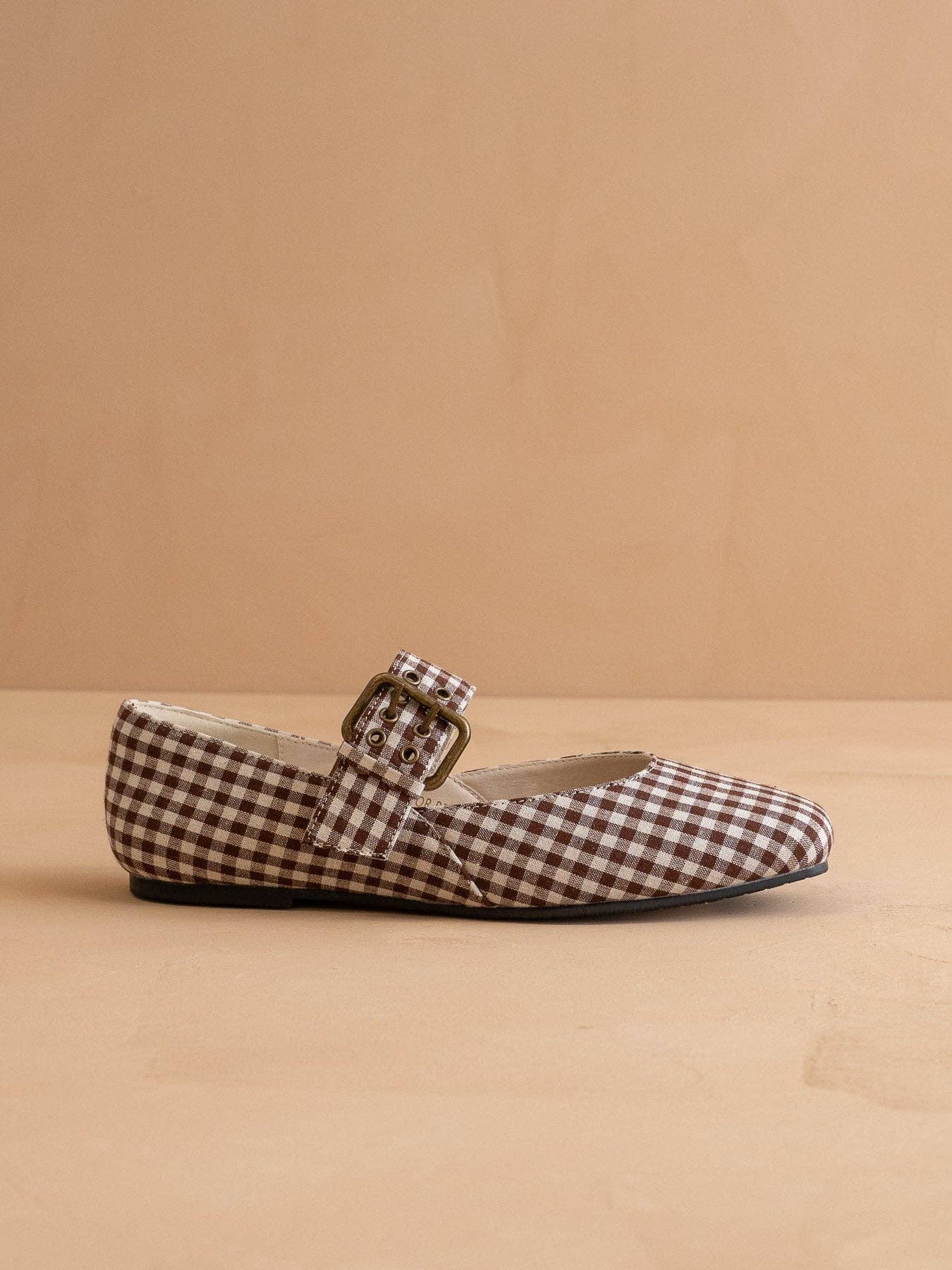 Coffee Gingham Ballet Flat