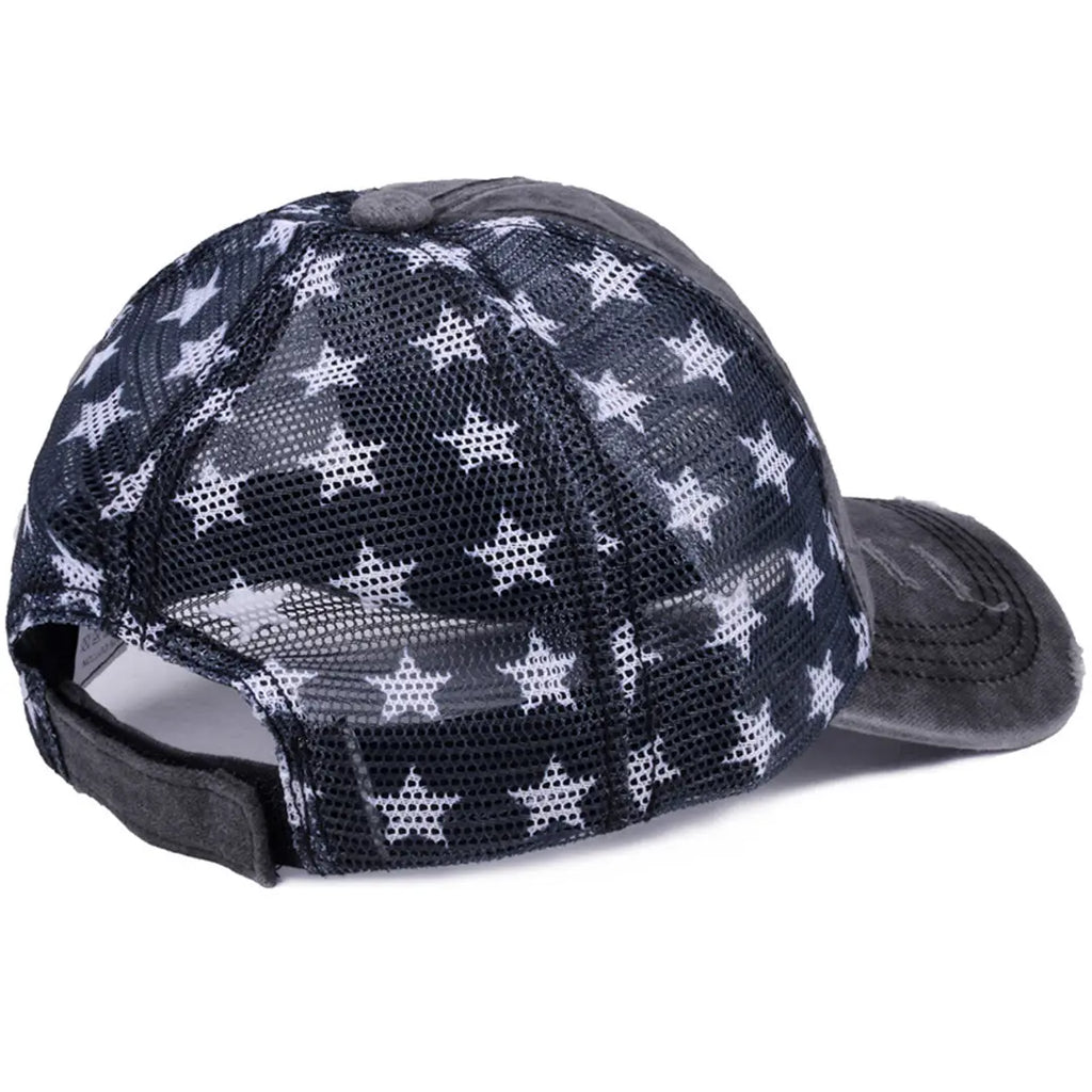 Washed Vintage Embroidered American Flag Baseball Cap