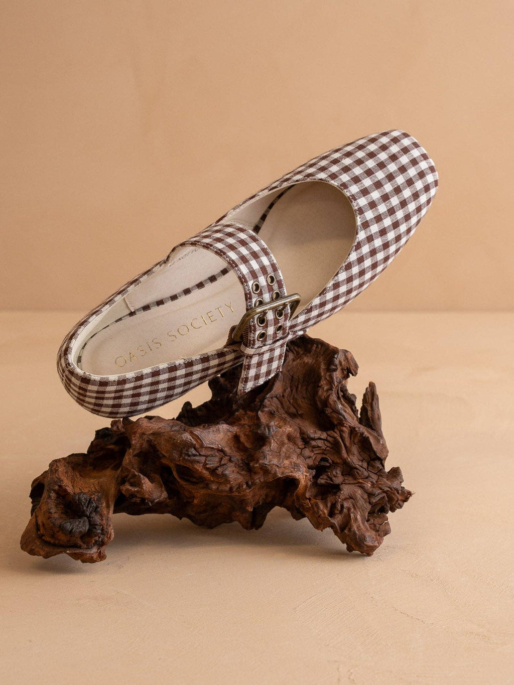 Coffee Gingham Ballet Flat