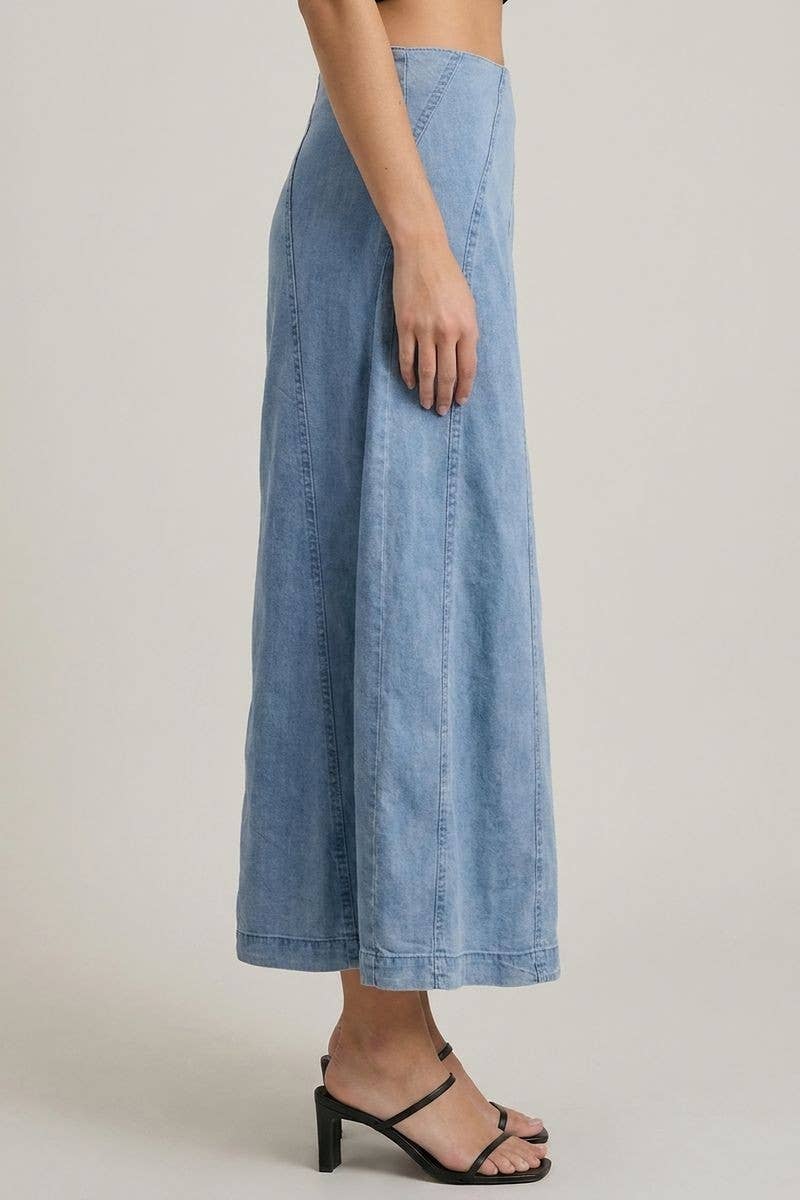 Denim Diagonal Detail Skirt