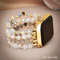 White Crystal Glow Beaded Apple Watch Band