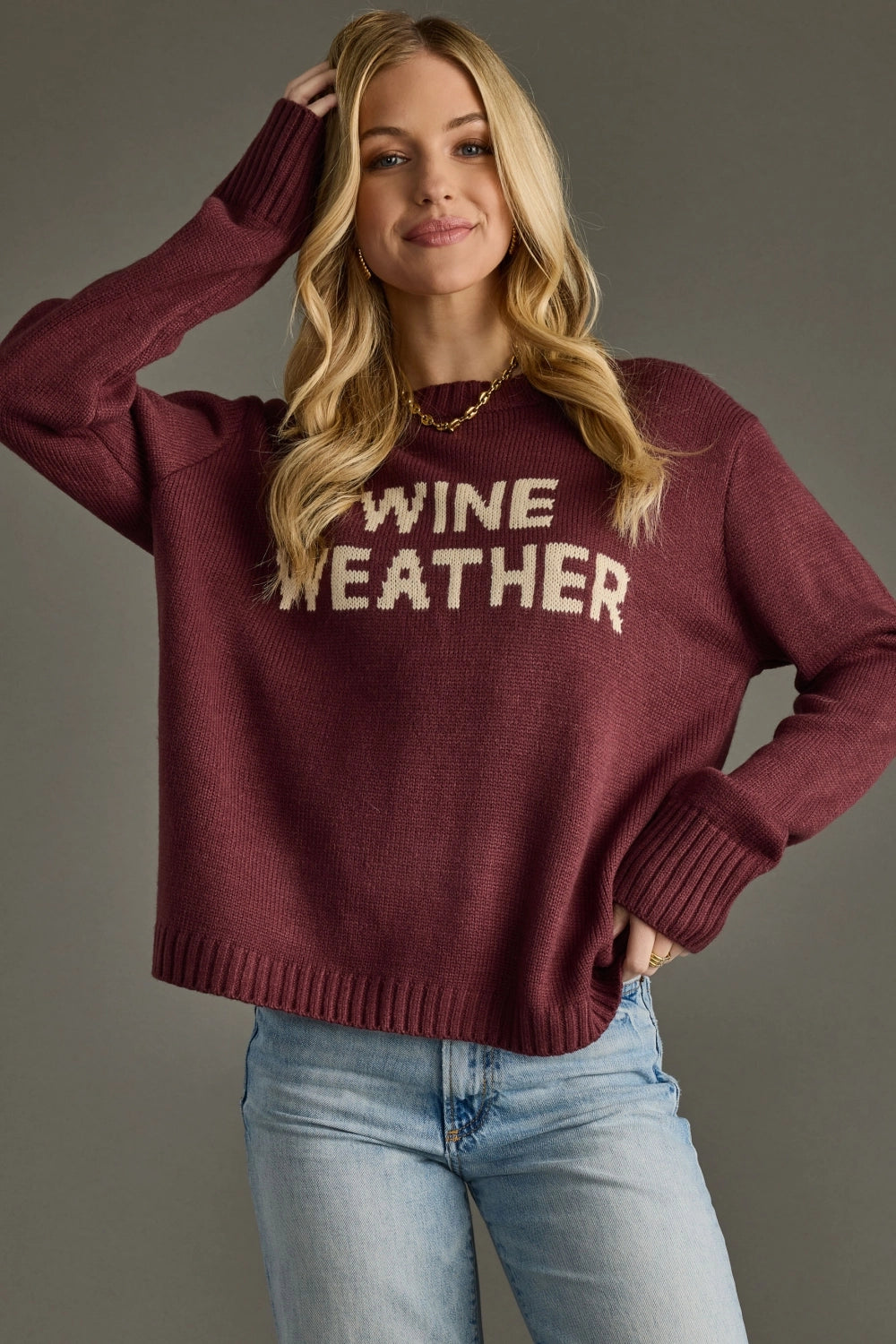 Wine Weather Knit Sweater