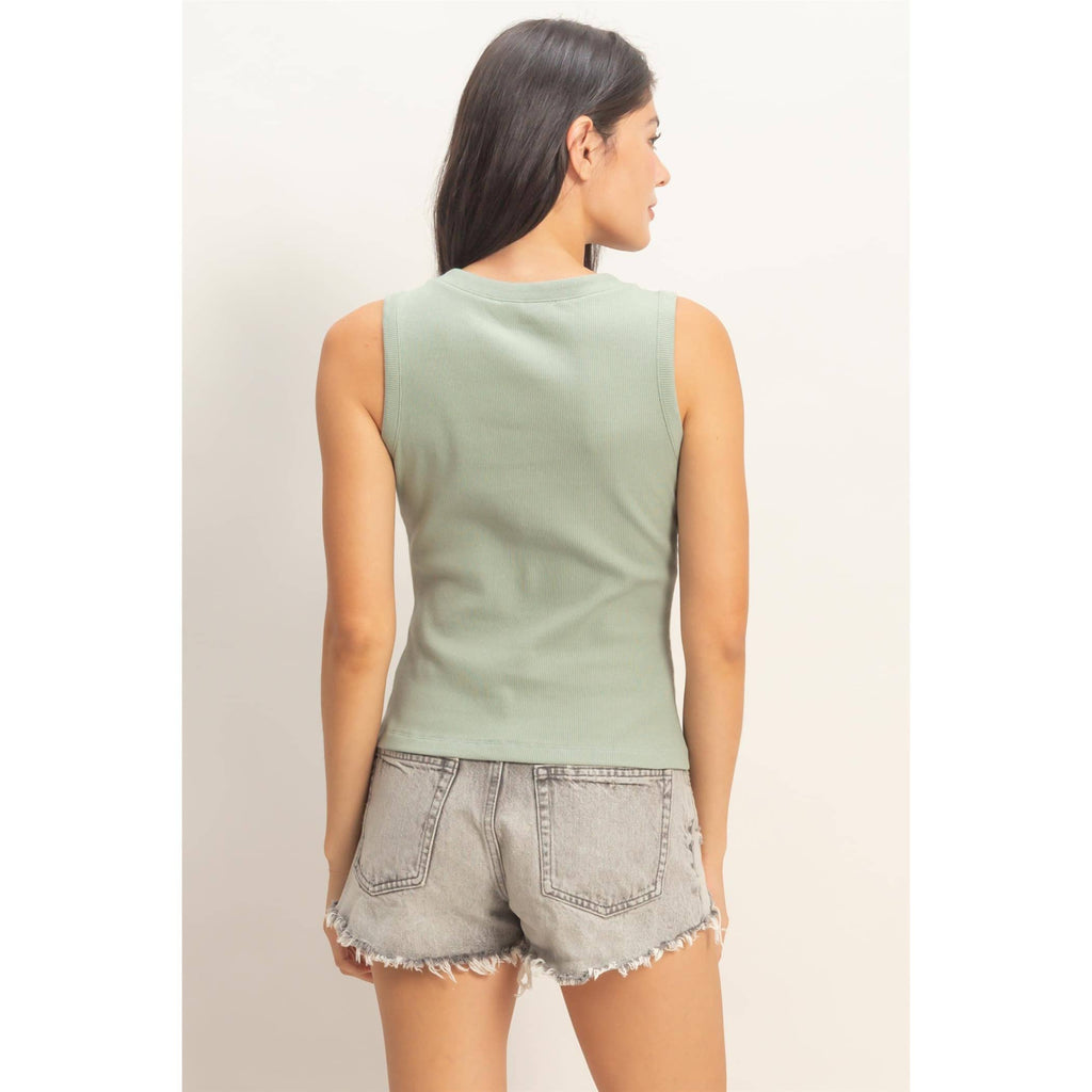 Sage Green Button Front Tank