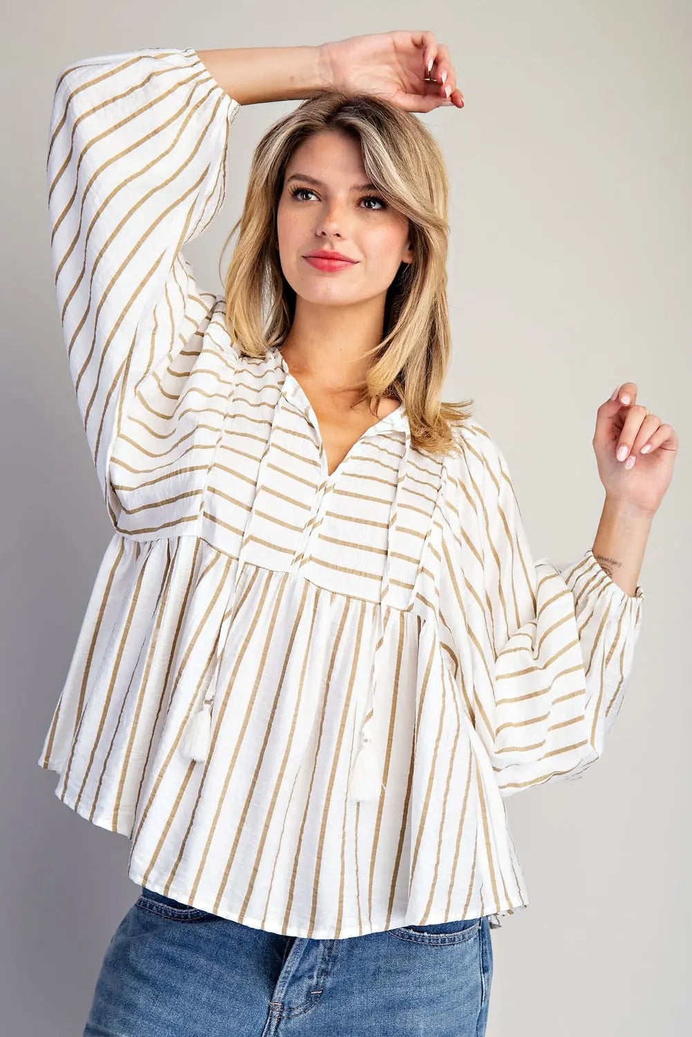 Taupe Stripe Blouse