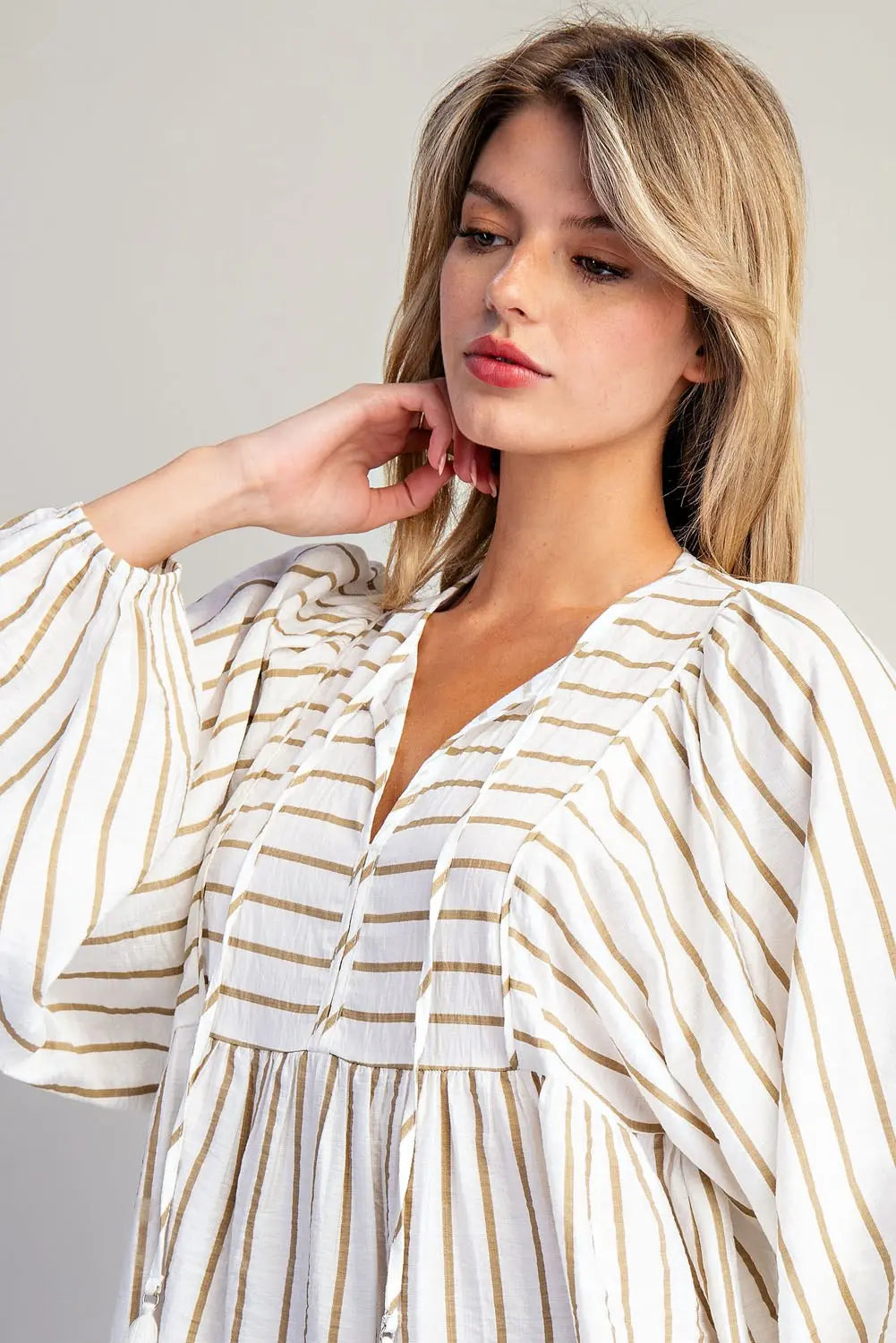 Taupe Stripe Blouse