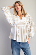 Taupe Stripe Blouse