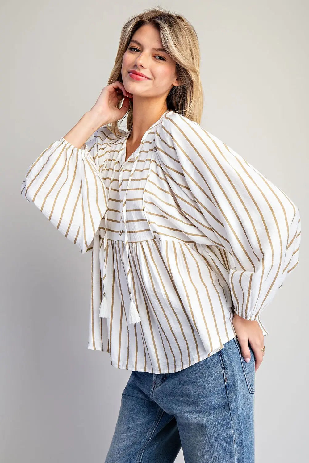 Taupe Stripe Blouse