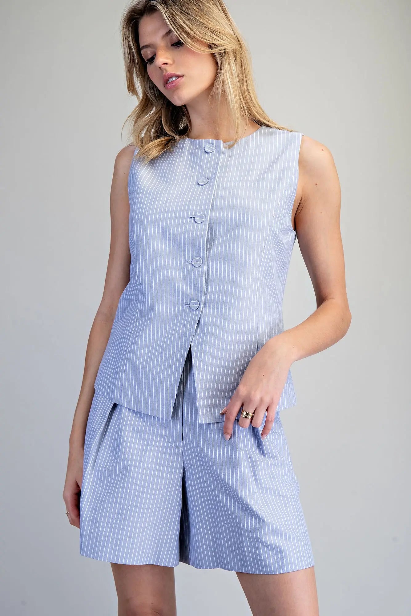 Coastal Sky Pinstripe Vest