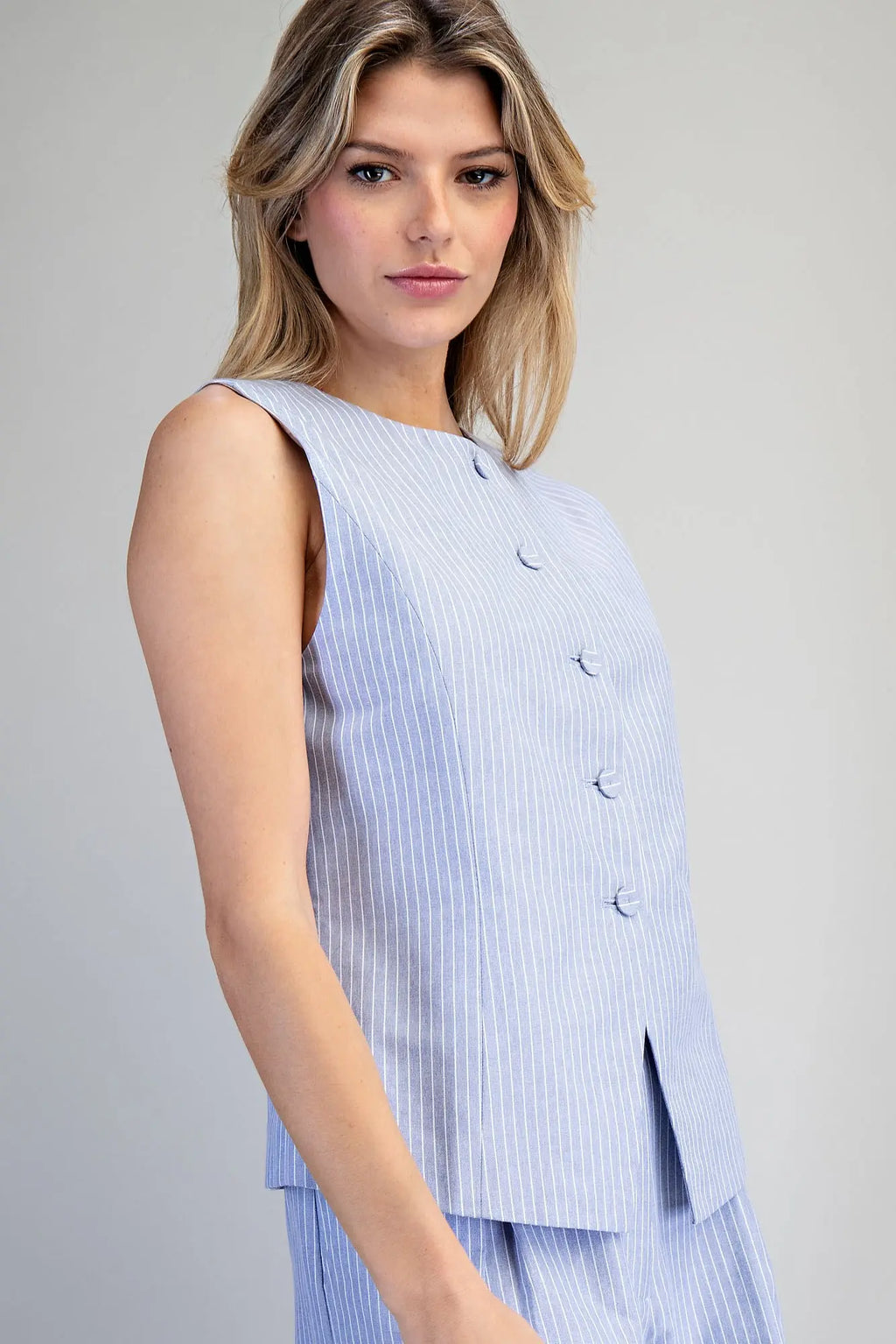 Coastal Sky Pinstripe Vest