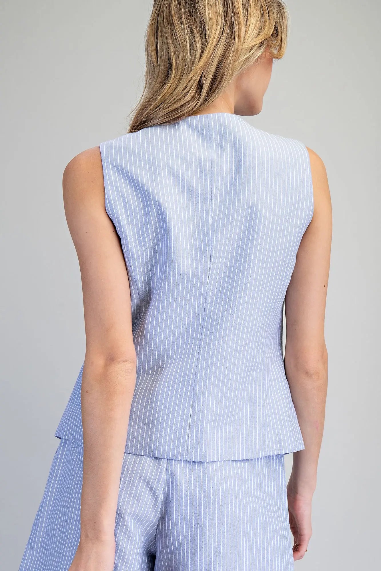 Coastal Sky Pinstripe Vest