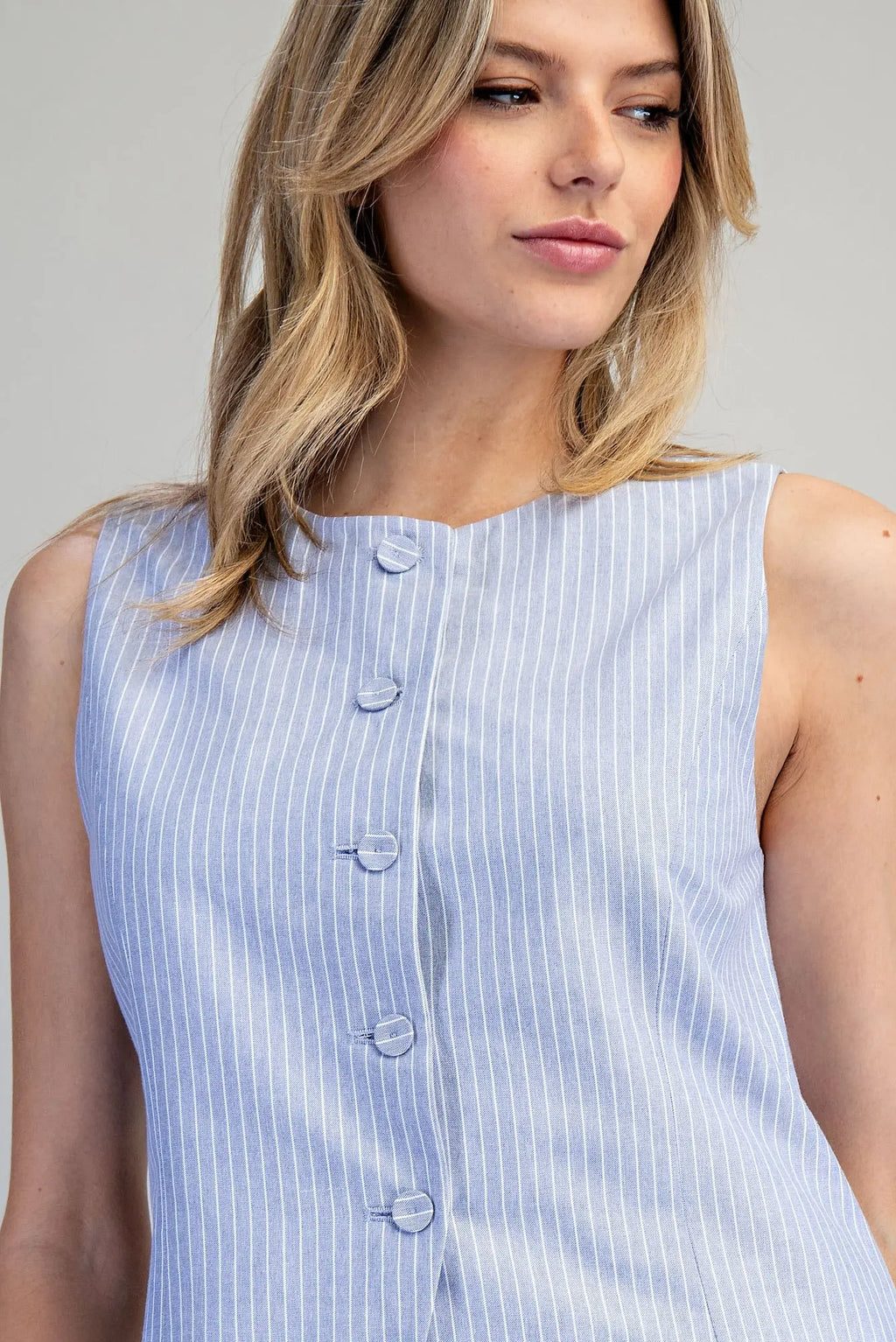 Coastal Sky Pinstripe Vest