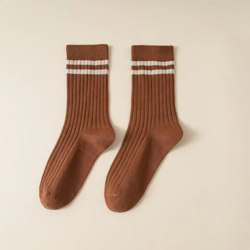 Stripe Half Crew Cotton Socks