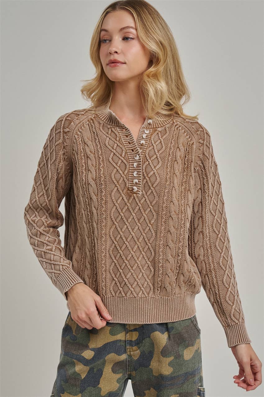 Mineral Washed Cable Knit