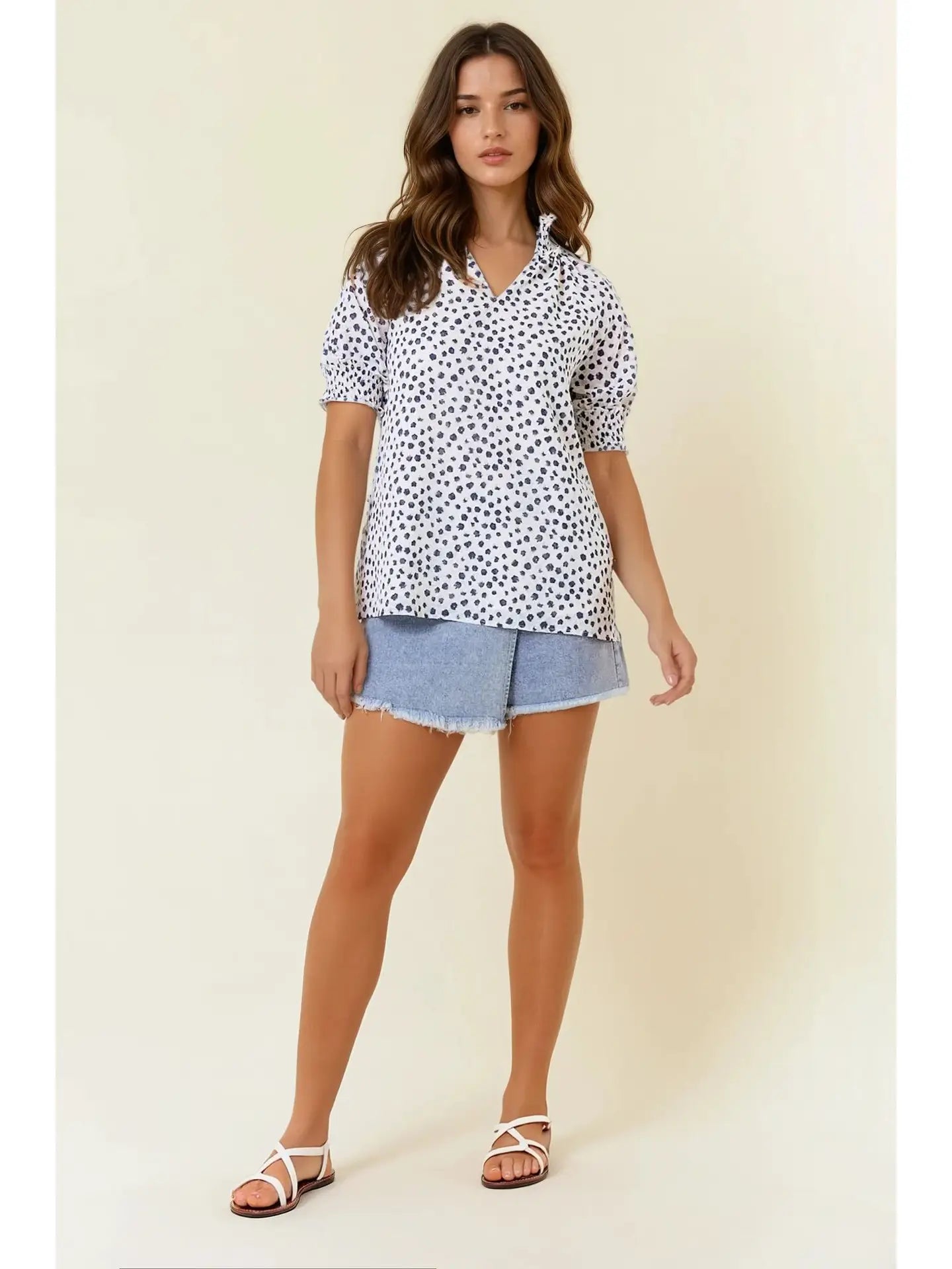 Jacquard Dot Print Blouse