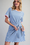 Striped Waist Tie Mini Dress